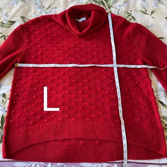 NWOT Gibson Latimer Red Popcorn polka Dot Sweater - Picture 9 of 16